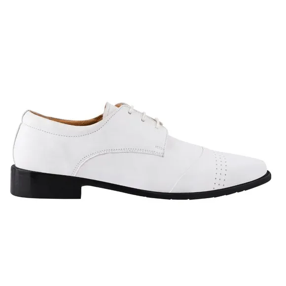 LIBERTYZENO White Leather Oxford Style Dress Shoes