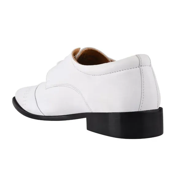 LIBERTYZENO White Leather Oxford Style Dress Shoes
