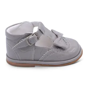'Lidia' Girls Grey Patent T-Bar Shoes