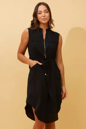 Lily Gold Zip Dress - Black - LAST ONE