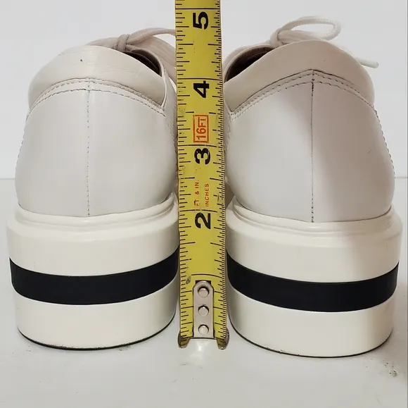 Linea Paolo Kendra Perforated white Leather Lace-Up Platform chunky Sneakers 9.5