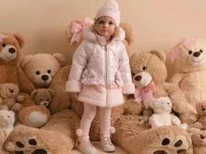 Little A HONEY Baby Pink Faux Fur Padded Jacket LA24301