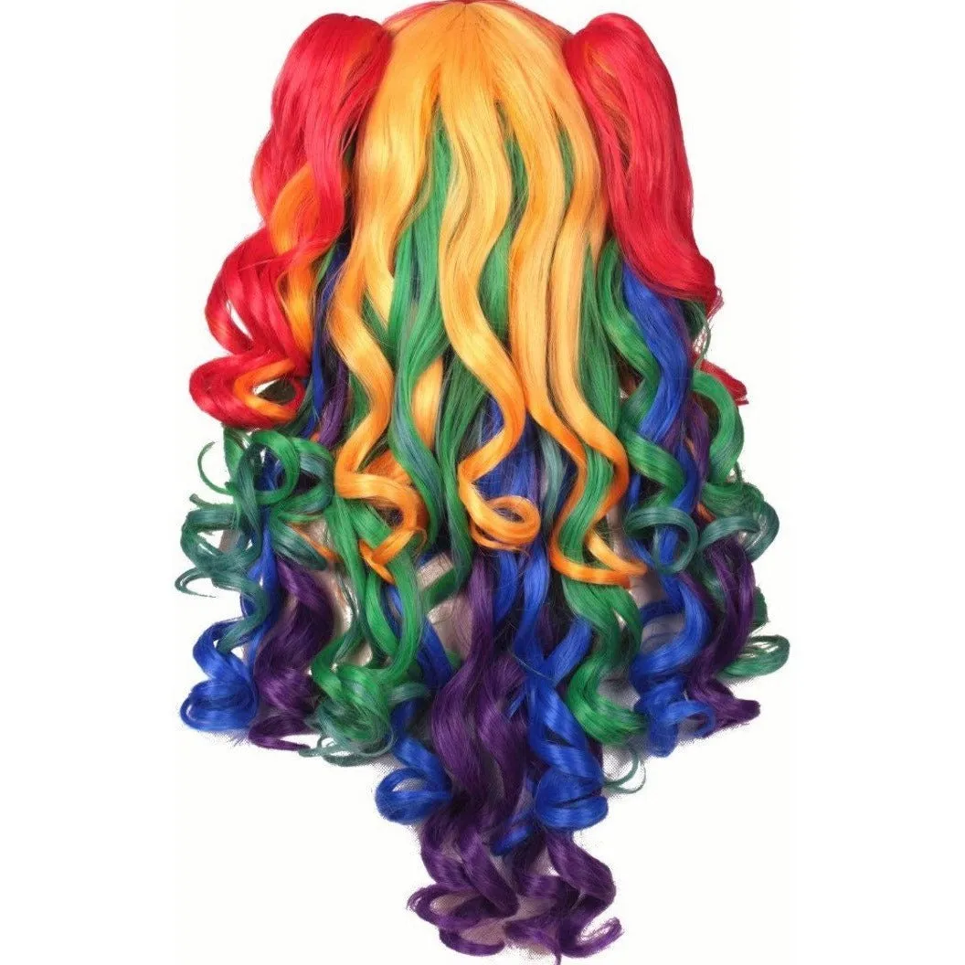 Long Curly Rainbow Wig-With 2 Ponytails