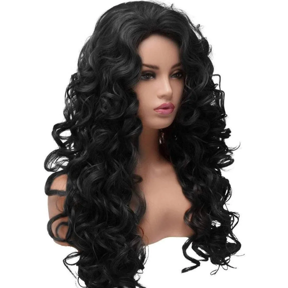 Long Wavy Curly Chestnut Brown/Black Wig