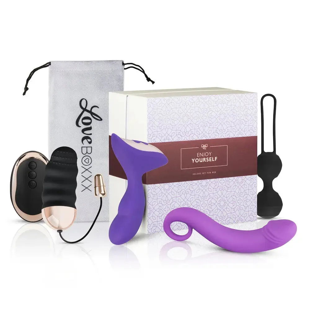 Loveboxxx Silicone Purple Rechargeable Solo Set for Her