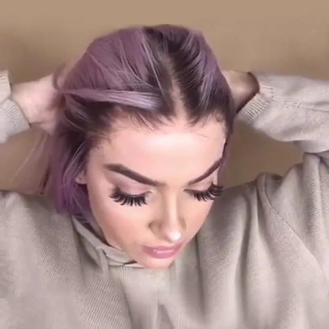 Lovely purple natural long wig