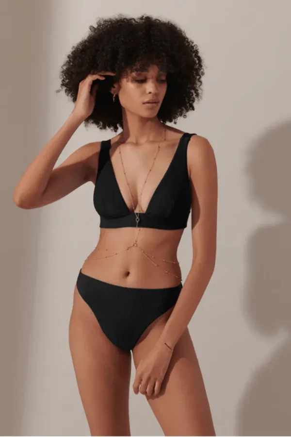 Lucerne Plunge Bikini Top - Black