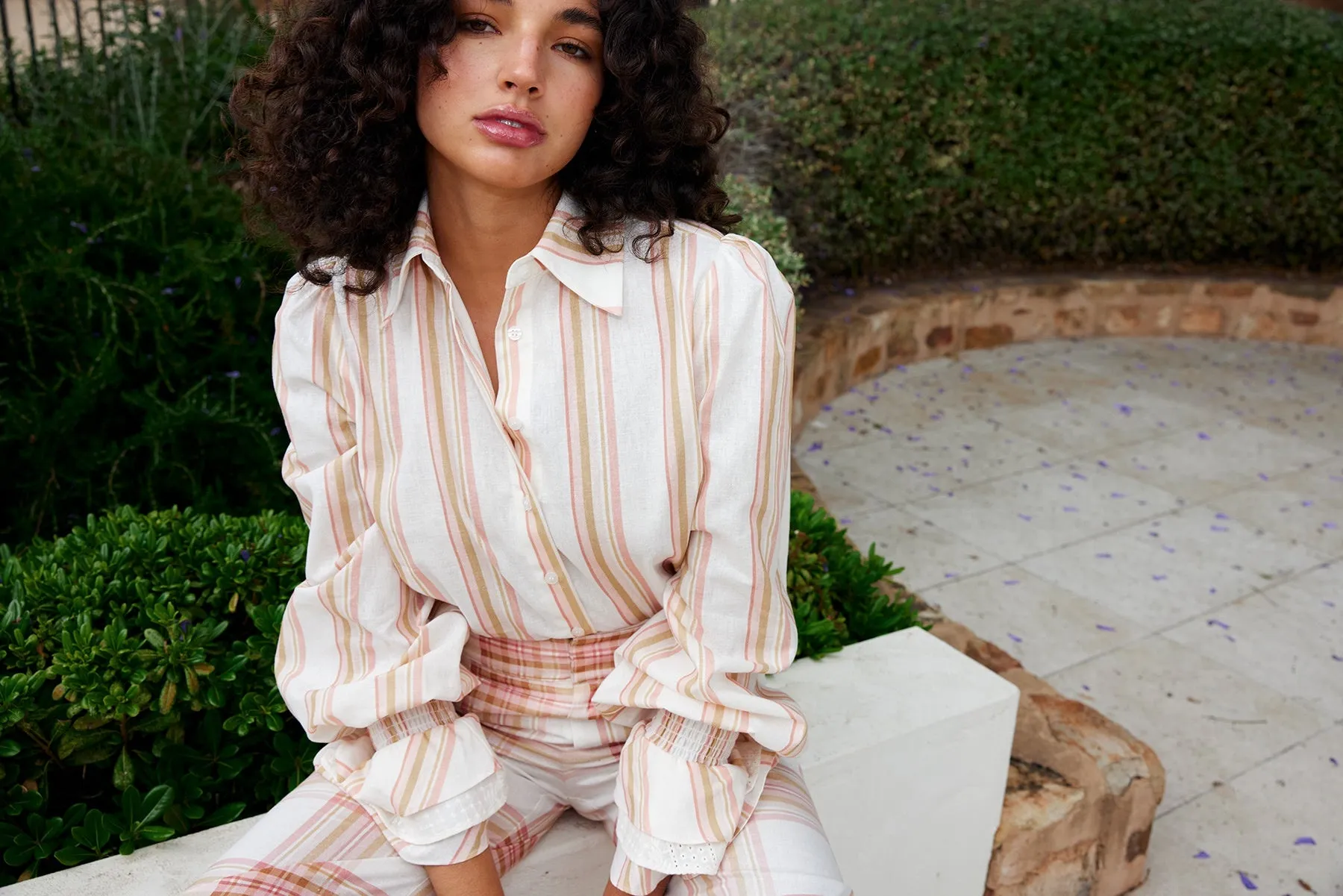 Lucinda Blouse - Peony / Antique Stripe