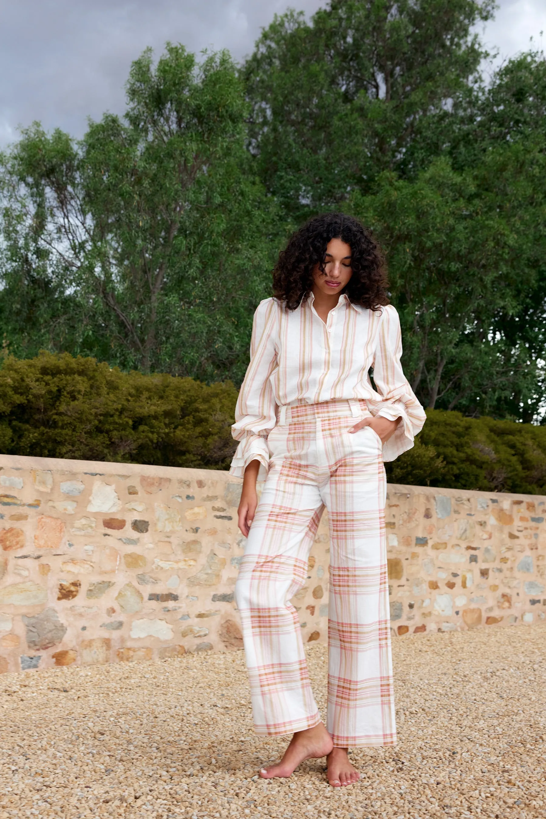 Lucinda Blouse - Peony / Antique Stripe