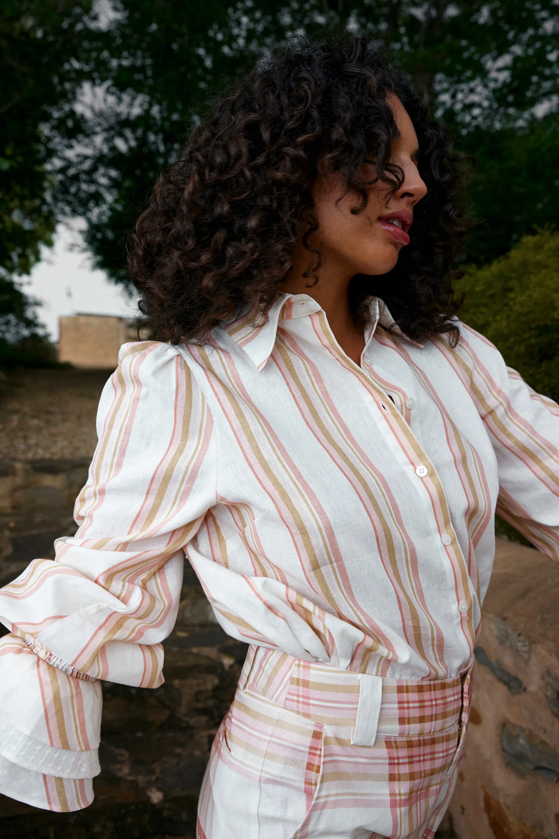 Lucinda Blouse - Peony / Antique Stripe