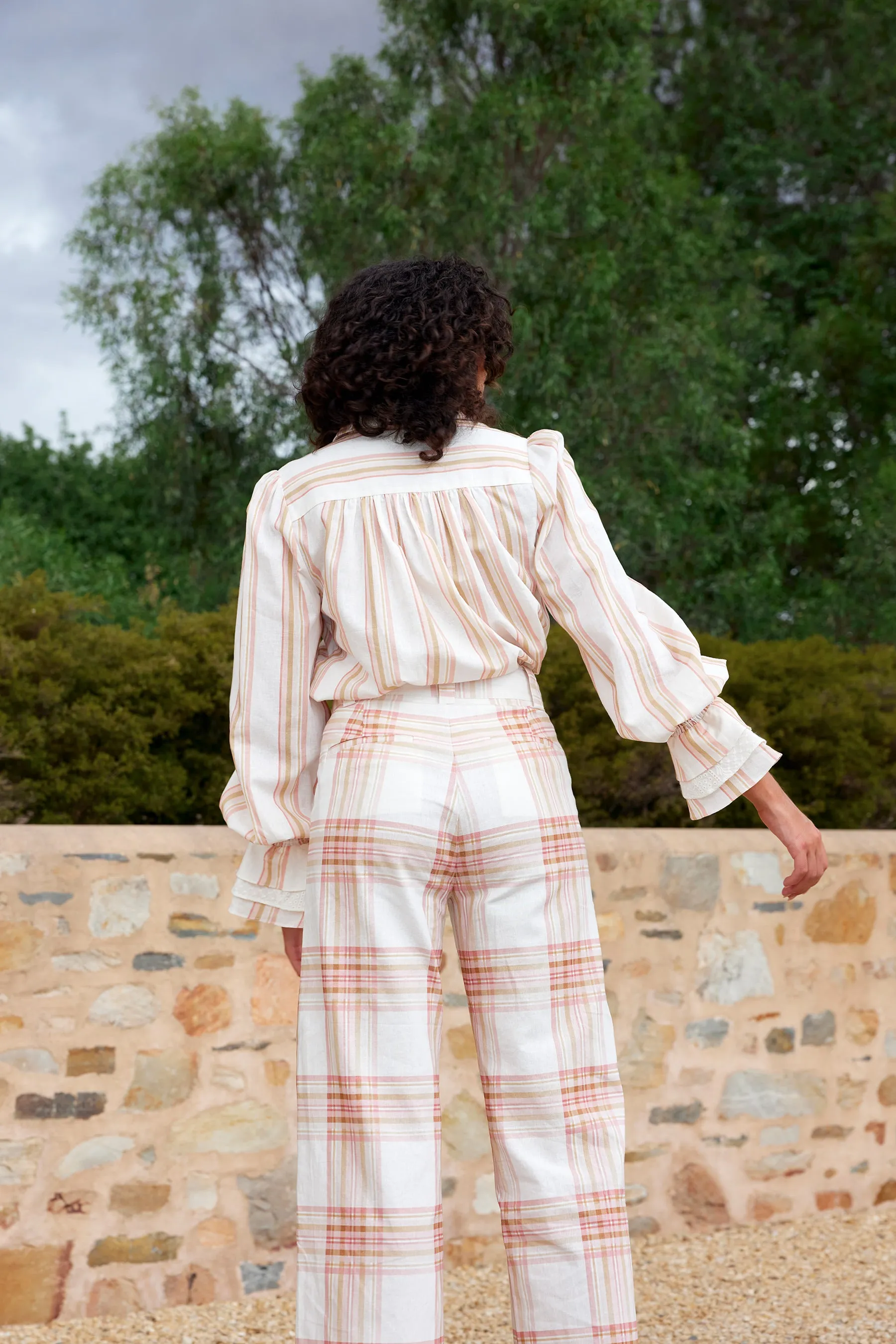 Lucinda Blouse - Peony / Antique Stripe