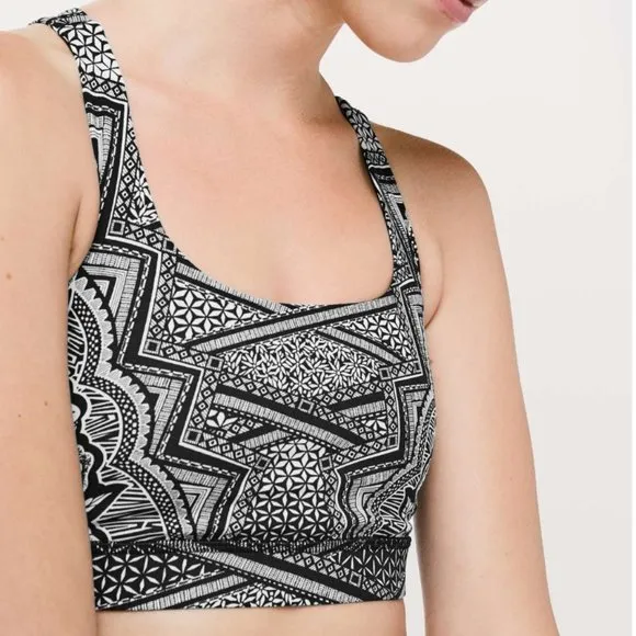 Lululemon Energy Bra Inked Energy Bra Ice Grey Black 8