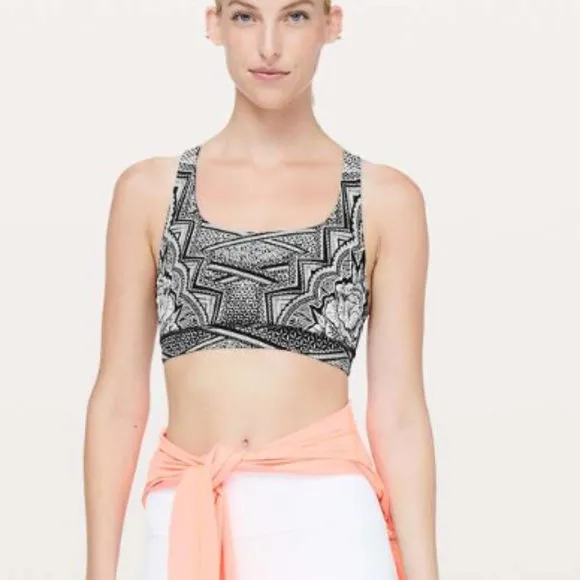 Lululemon Energy Bra Inked Energy Bra Ice Grey Black 8