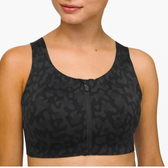 Lululemon Enlite Bra *Zip Front Formation Camo Deep Coal Multi Size 36E