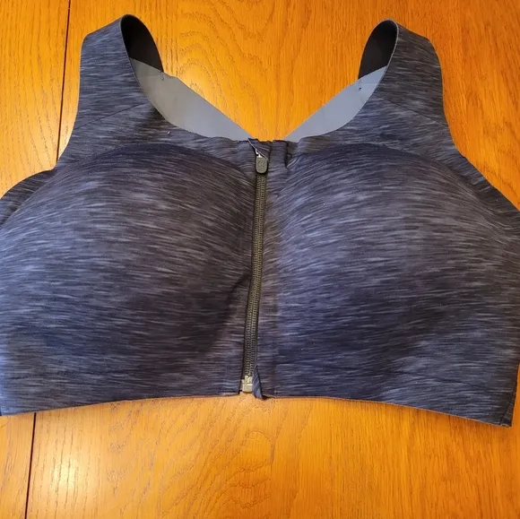 Lululemon Enlite Front-Zip Bra Gray white Multi Sports Bra