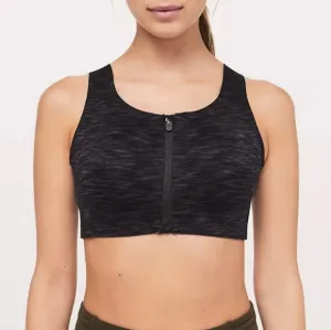 Lululemon Enlite Front-Zip Bra Gray white Multi Sports Bra