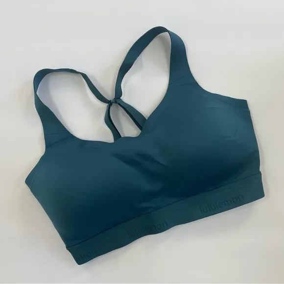 LULULEMON Fine Form Bra in Bermuda Teal Size 34DD Yoga Running Sport Seamless