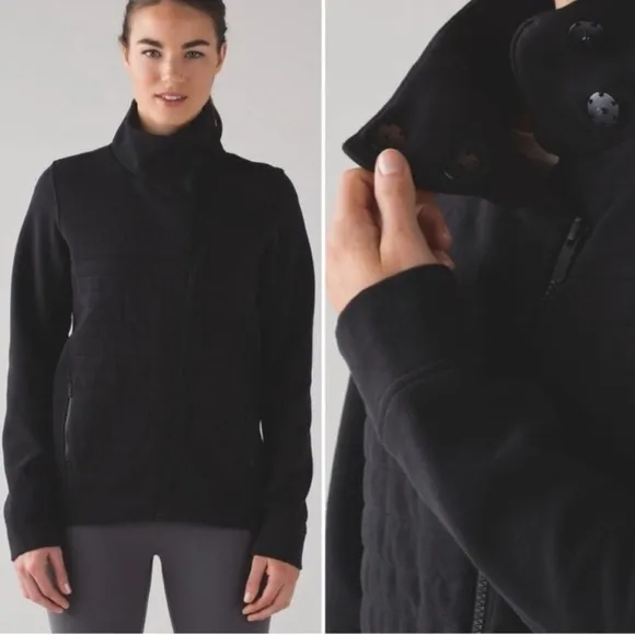 Lululemon Fleece To Be True Jacket Black 2 quilted
