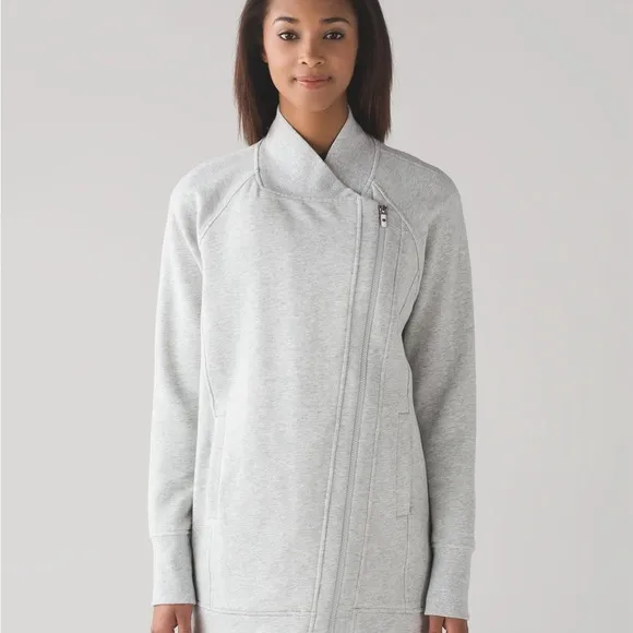 Lululemon Light Grey Fleece Fill Zip Wrap Jacket Size Small Medium 6–8