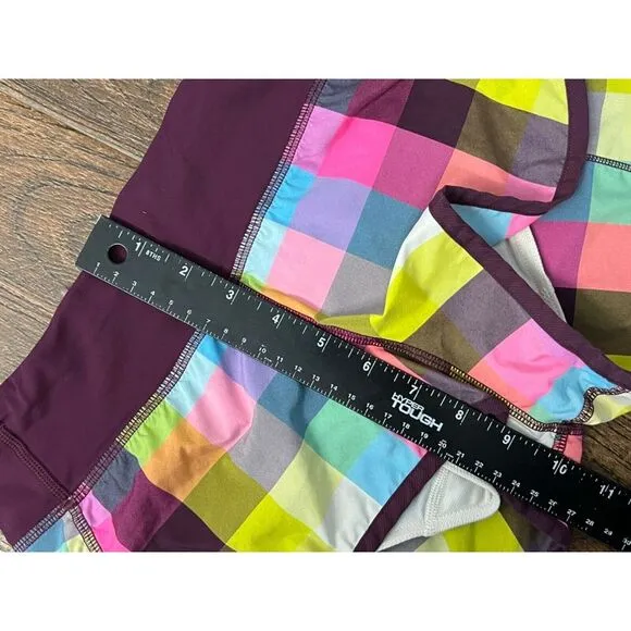 LULULEMON SPEED‎ SHORTS SEA CHECK MULTI PLUM PLAID 2.5&quot; SIZE 2 RUNNING ACTIVE