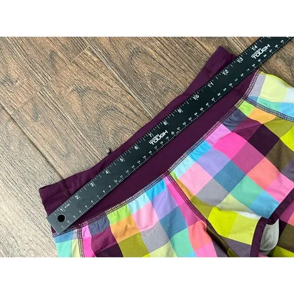 LULULEMON SPEED‎ SHORTS SEA CHECK MULTI PLUM PLAID 2.5&quot; SIZE 2 RUNNING ACTIVE