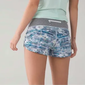 Lululemon Speed Shorts Women’s Size 6 Blurry Belle Blue Purple Black Striped Run