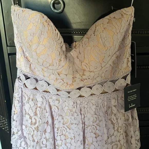 Lulus Adorn Lavender Lace Strapless Midi Dress Size M