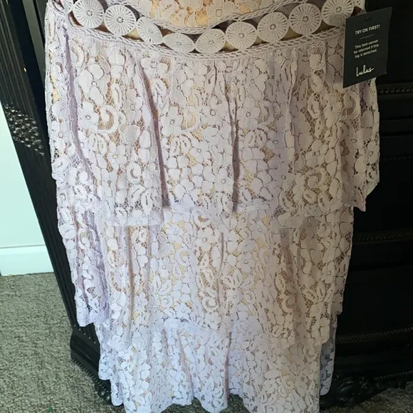 Lulus Adorn Lavender Lace Strapless Midi Dress Size M