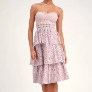 Lulus Adorn Lavender Lace Strapless Midi Dress Size M