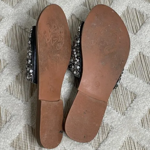 Lulu’s THE NAUGHTY MONKEY Suzanna Rhinestone Mules Flats Slides Size 9.5