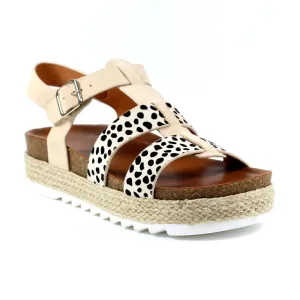 Lunar Rhys Women's Open Toe Slingback Sandal Beige Leopard