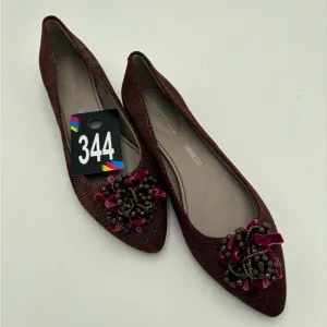 M344 New Women’s Rockport burgundy flats. Jeweled buckle.  Size 10. Very comfy.