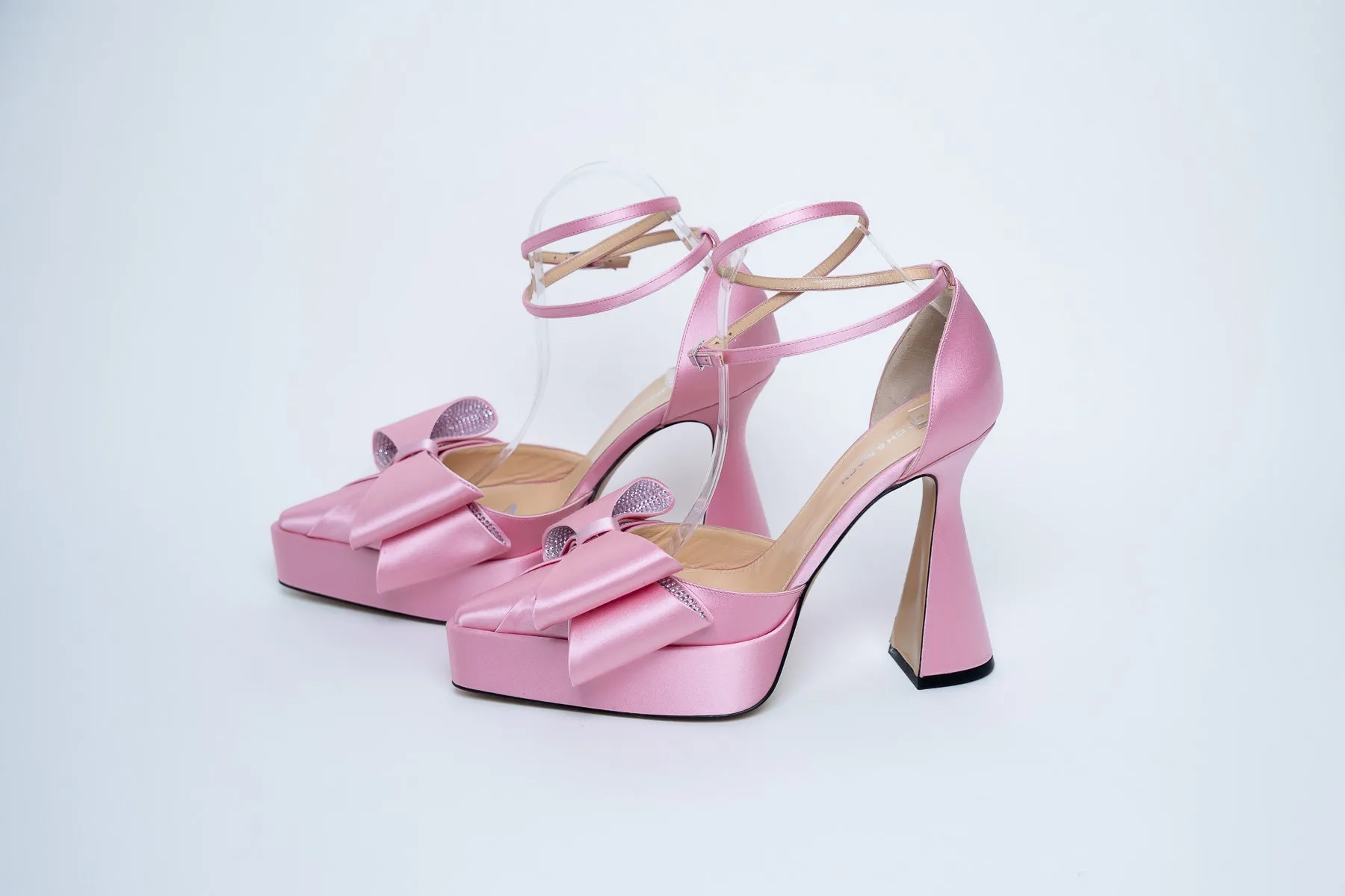 Mach & Mach Pink Satin Bow Heels Size 40