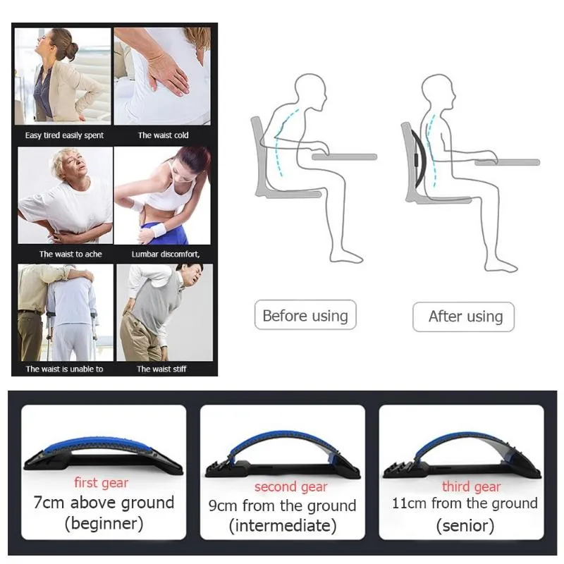Magic Multi-Level Back Stretching Device,Back Massager Lumbar Support Stretcher Spinal Pain Relieve Back Pain Muscle Pain Relief