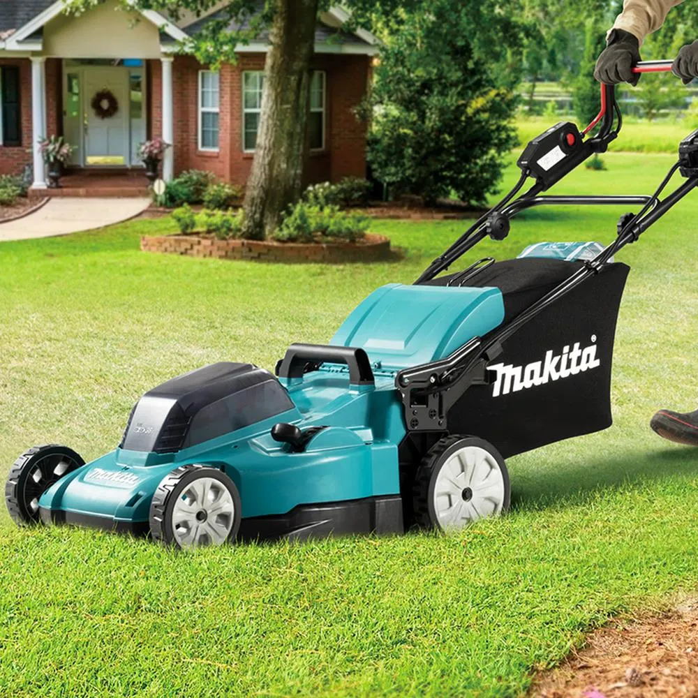 Makita 48cm Lawn Mower Kit Twin 18V LXT Li-ion Cordless Garden Grass Outdoor 2 x 5Ah Battery and Dual Charger DLM481CT2