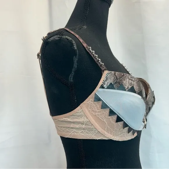 Marlies Dekkers lace snake print studded padded push-up bra Sz 34D