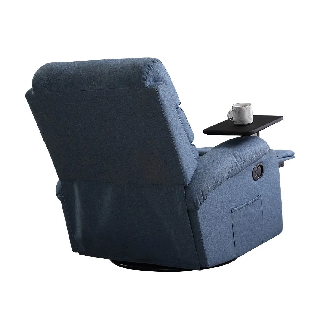 Massage Chair Recliner 8 Point Heated Lounge Sofa Armchair 360 Swivel Blue