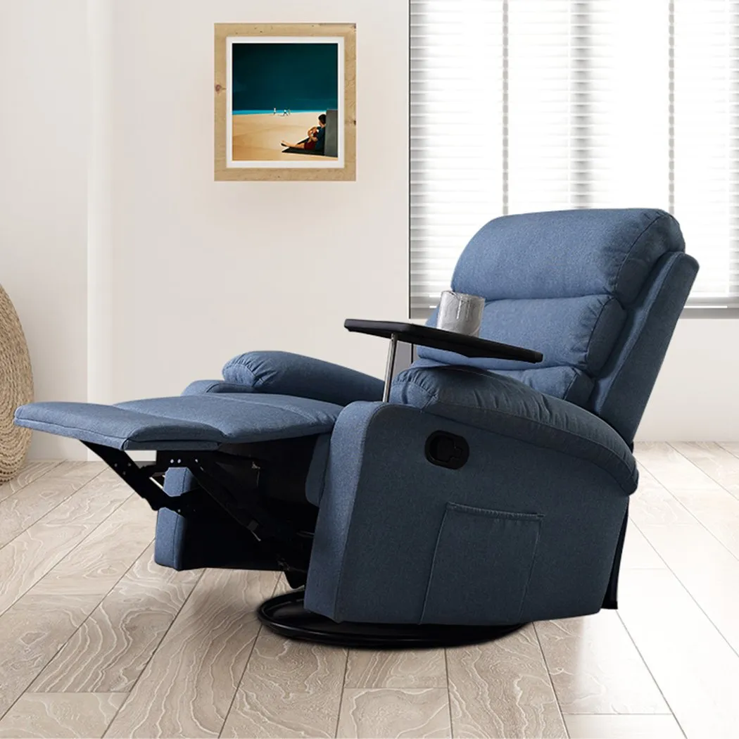 Massage Chair Recliner 8 Point Heated Lounge Sofa Armchair 360 Swivel Blue
