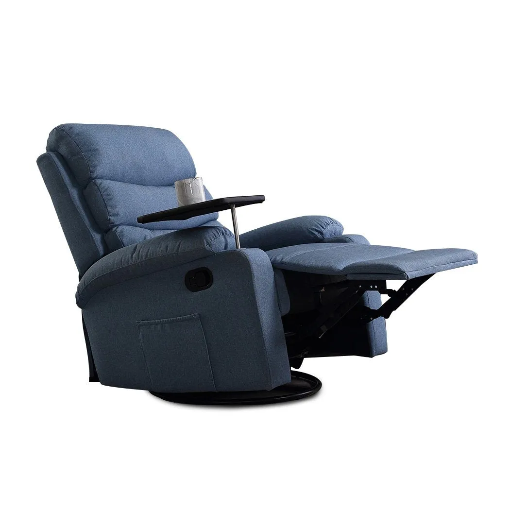 Massage Chair Recliner 8 Point Heated Lounge Sofa Armchair 360 Swivel Blue