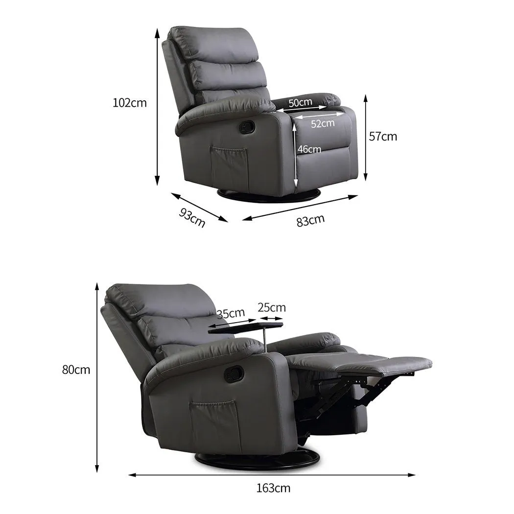 Massage Chair Recliner 8 Point Heated Lounge Sofa Armchair 360 Swivel Grey