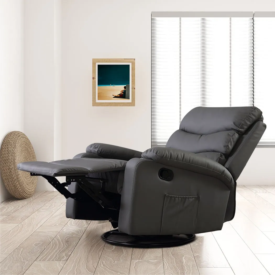 Massage Chair Recliner 8 Point Heated Lounge Sofa Armchair 360 Swivel Grey