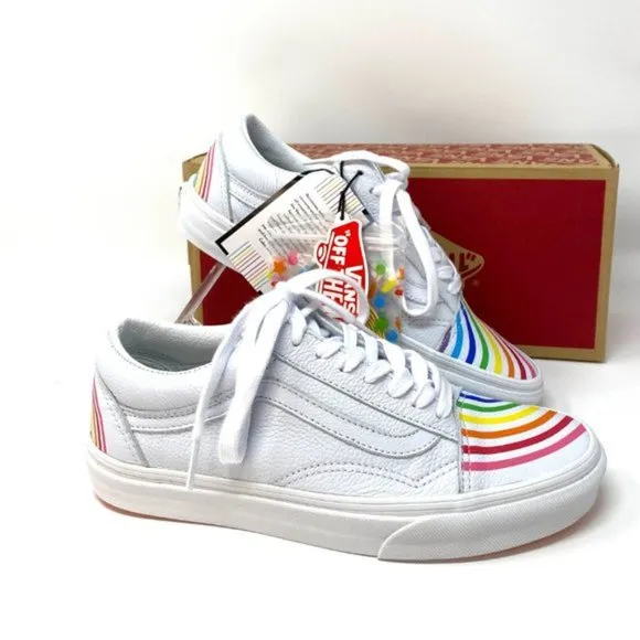 💖MEGA SALE💖VANS Old Skool Flour Shop Rainbow White  Men s 9 11.5 VN0A4U3B2N7