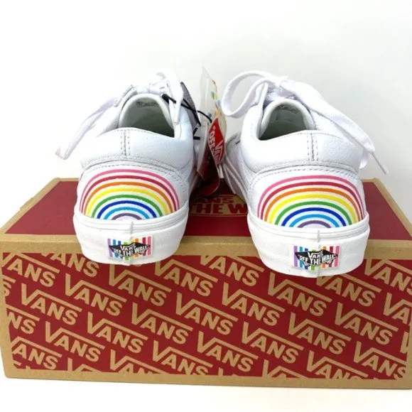 💖MEGA SALE💖VANS Old Skool Flour Shop Rainbow White  Men s 9 11.5 VN0A4U3B2N7