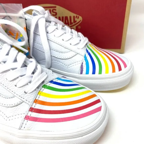 💖MEGA SALE💖VANS Old Skool Flour Shop Rainbow White  Men s 9 11.5 VN0A4U3B2N7