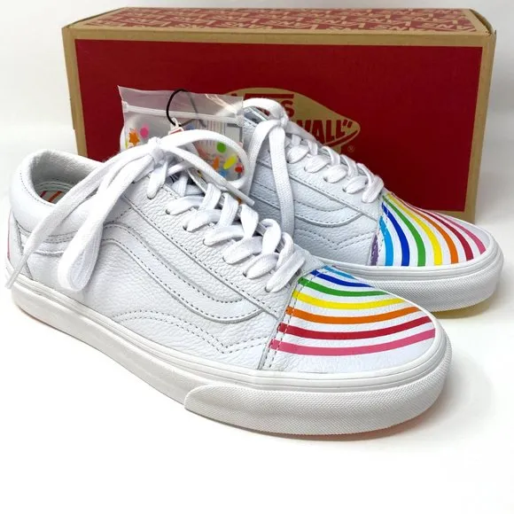 💖MEGA SALE💖VANS Old Skool Flour Shop Rainbow White  Men s 9 11.5 VN0A4U3B2N7