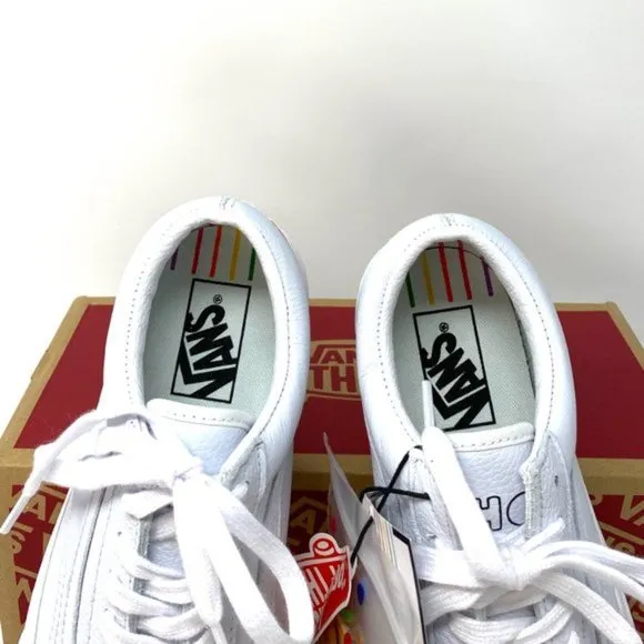 💖MEGA SALE💖VANS Old Skool Flour Shop Rainbow White  Men s 9 11.5 VN0A4U3B2N7