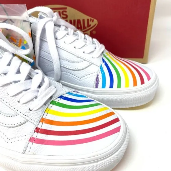 💖MEGA SALE💖VANS Old Skool Flour Shop Rainbow White  Men s 9 11.5 VN0A4U3B2N7