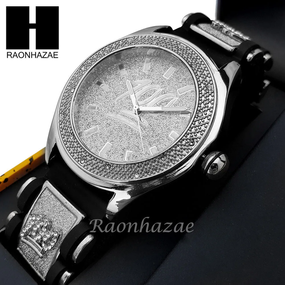 MEN WATCH EMOJI 100 PENDANT CUBAN LINK CHAIN NECKLACE GIFT SET SS86S