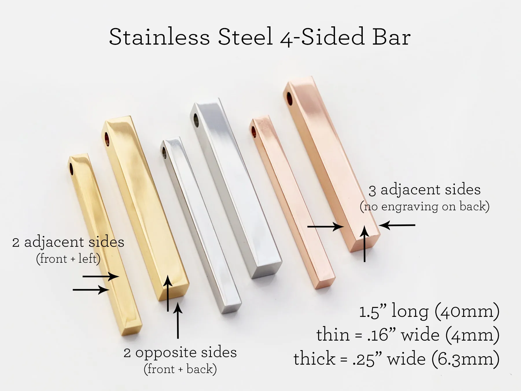 Men's 4 Sided Bar Necklace