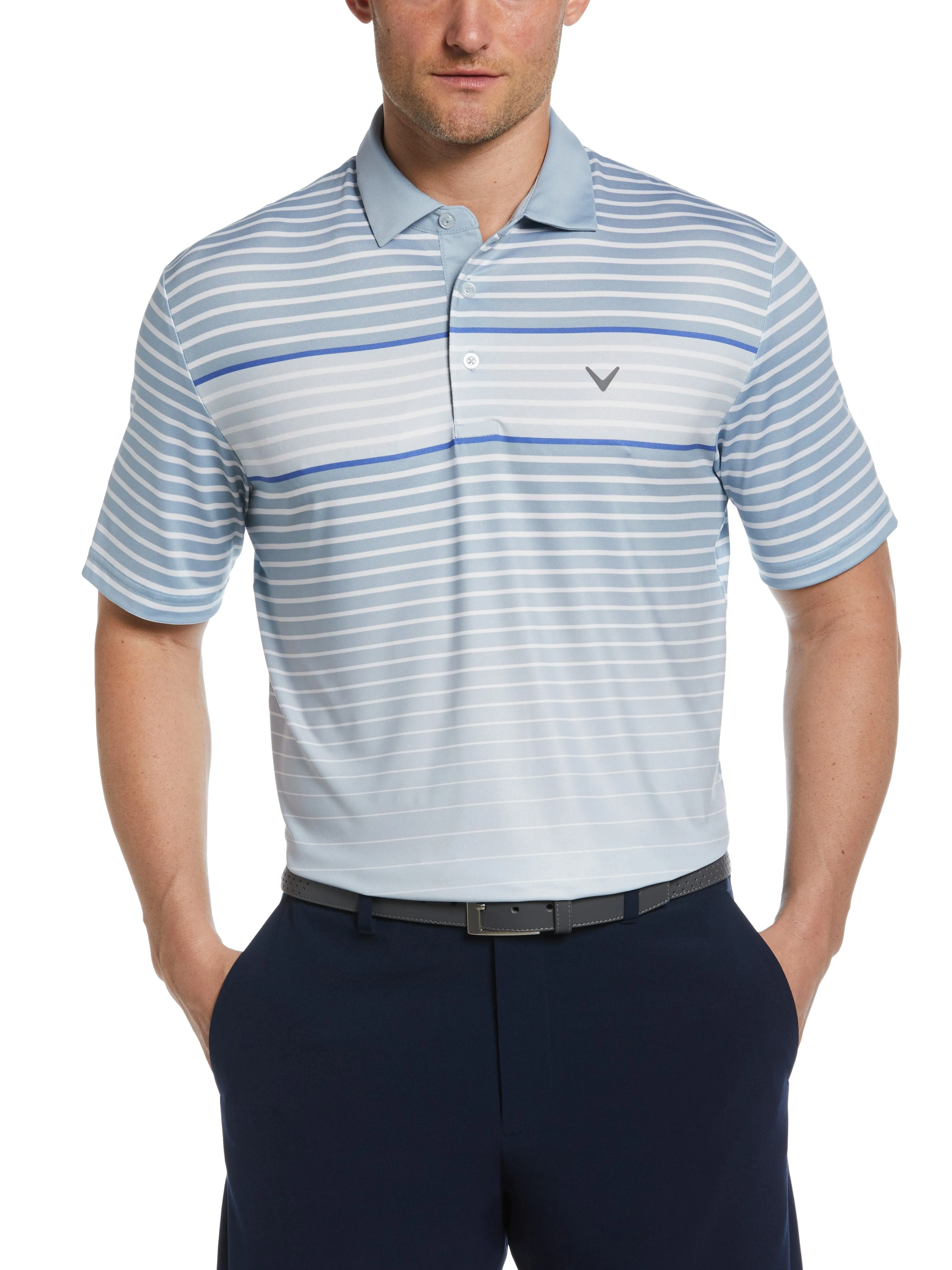 Mens Engineered Gradient Stripe Golf Polo